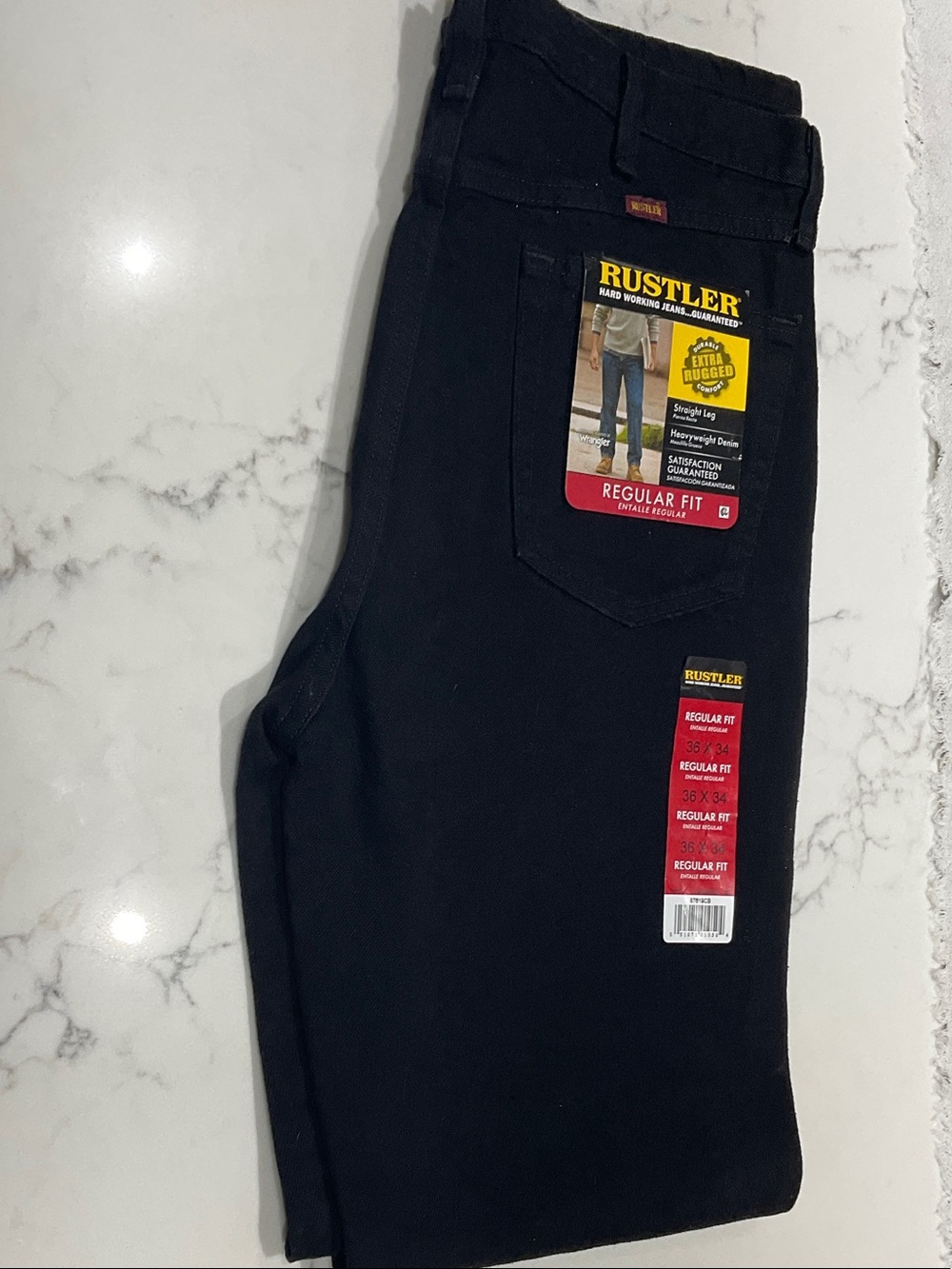 Rustler Black Regular Fit Jeans with Pocket Label